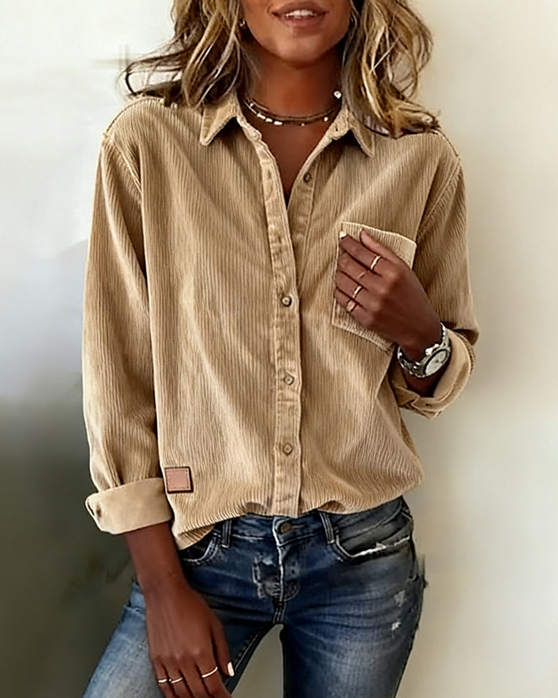 Fashionable Corduroy Lapel Shirt