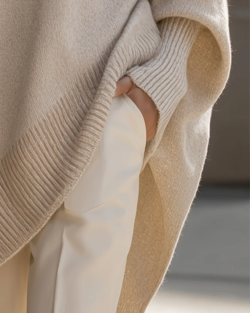 Round Neck Loose Mid-Length Pullover