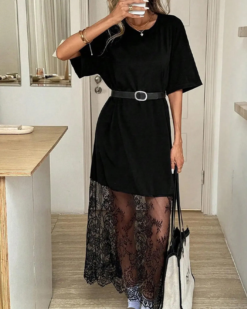 Polka Dot Lace Patchwork Dress