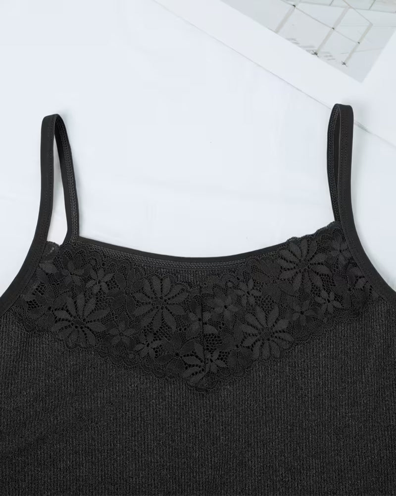 Lace Back Spaghetti Strap Tank Top