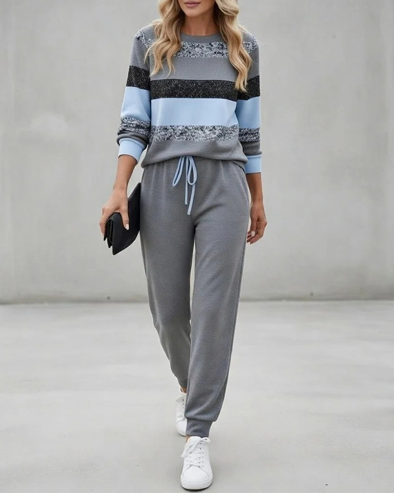 Patchwork Casual Two-Piece Set