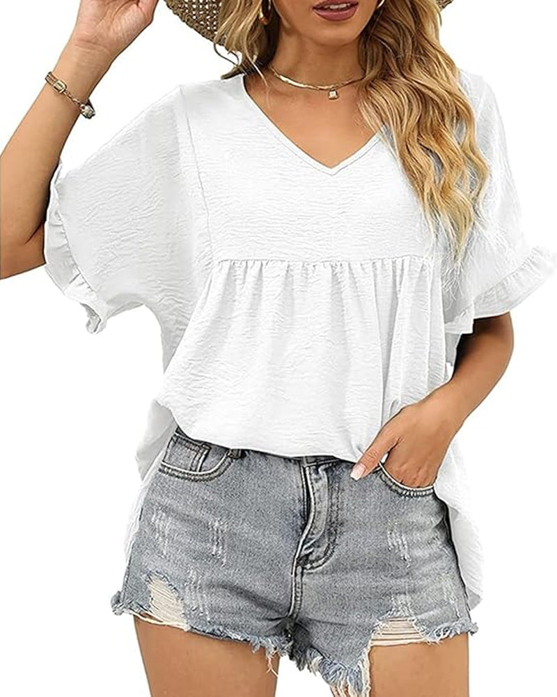 Casual Ruffle Loose Fit Blouse
