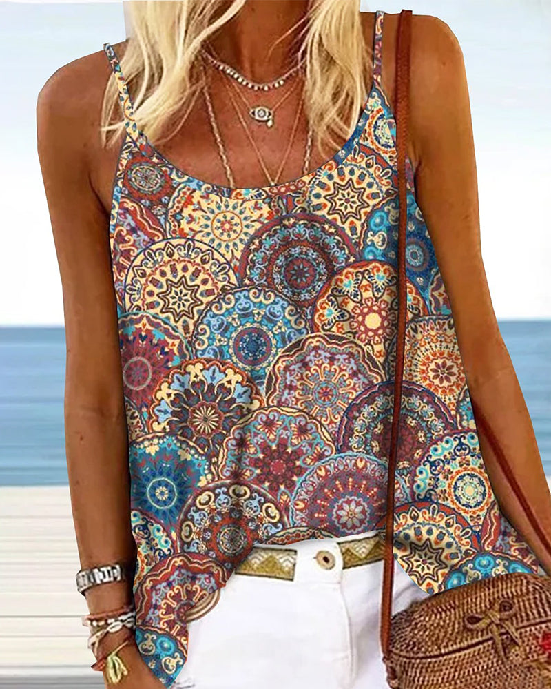 Circle Print Casual Cami Top