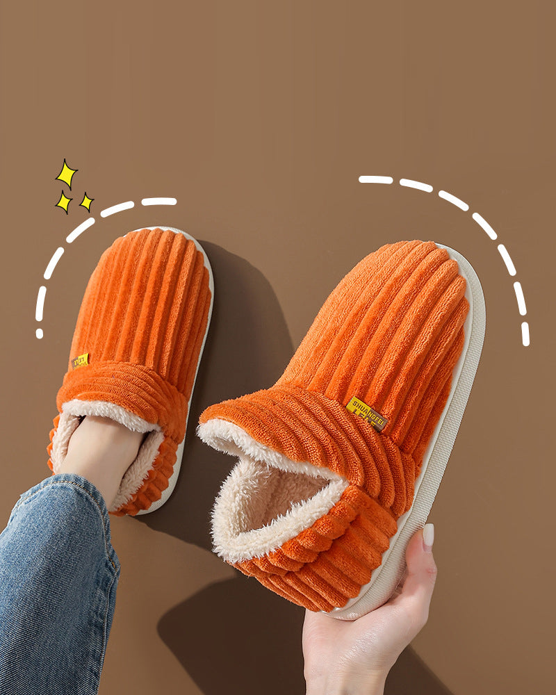 Home warm solid color flat shoes