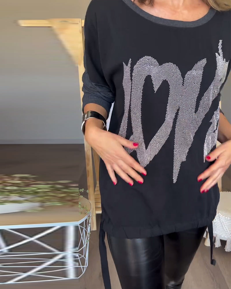 Long sleeve round neck casual top