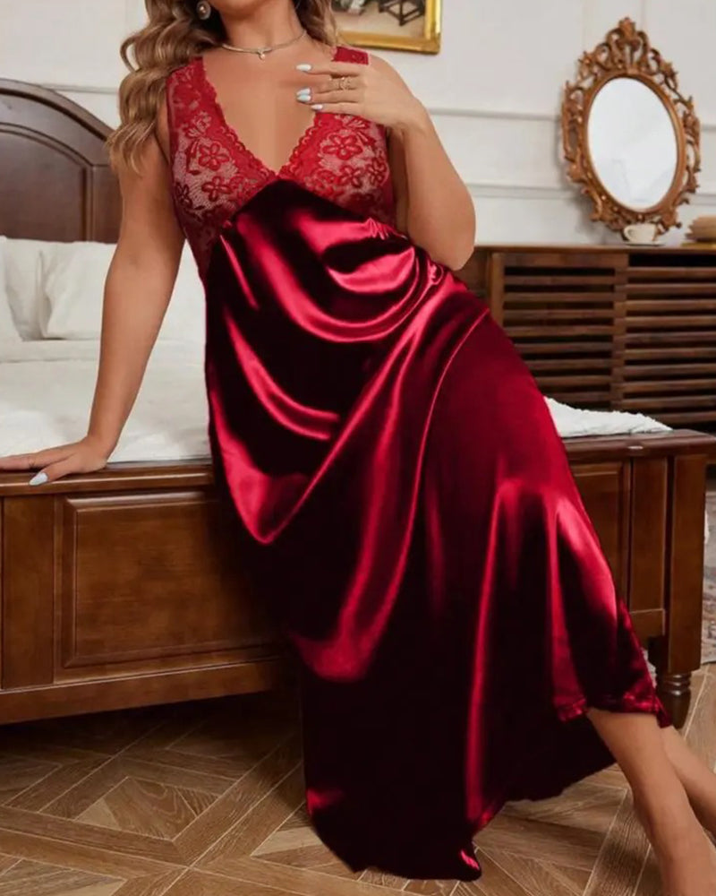 Solid V-Neck Sleep Dress