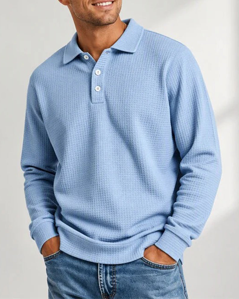 Men's Solid Color Lapel Top