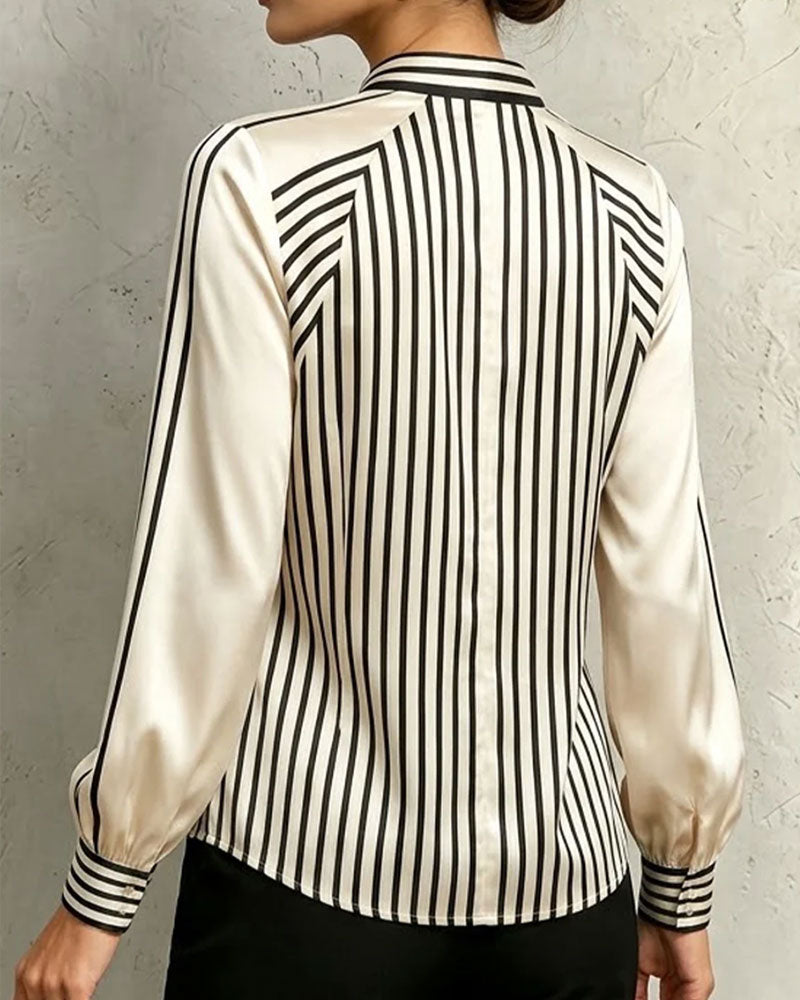 Striped Trendy Long Sleeve Blouse