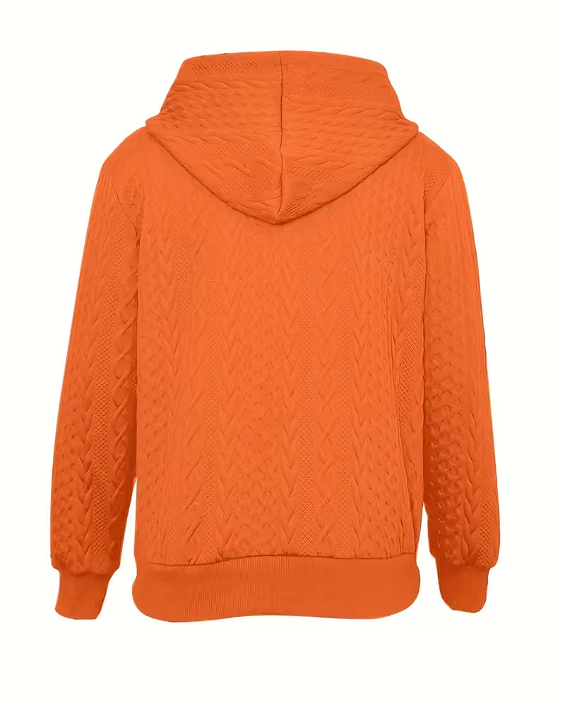 Hooded Jacquard Sweatshirt Coat