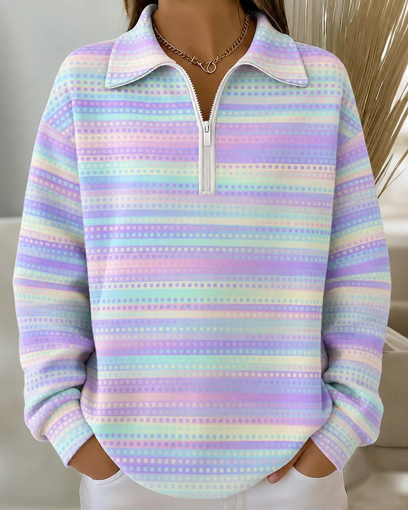 Lapel Long Sleeve Sweatshirt