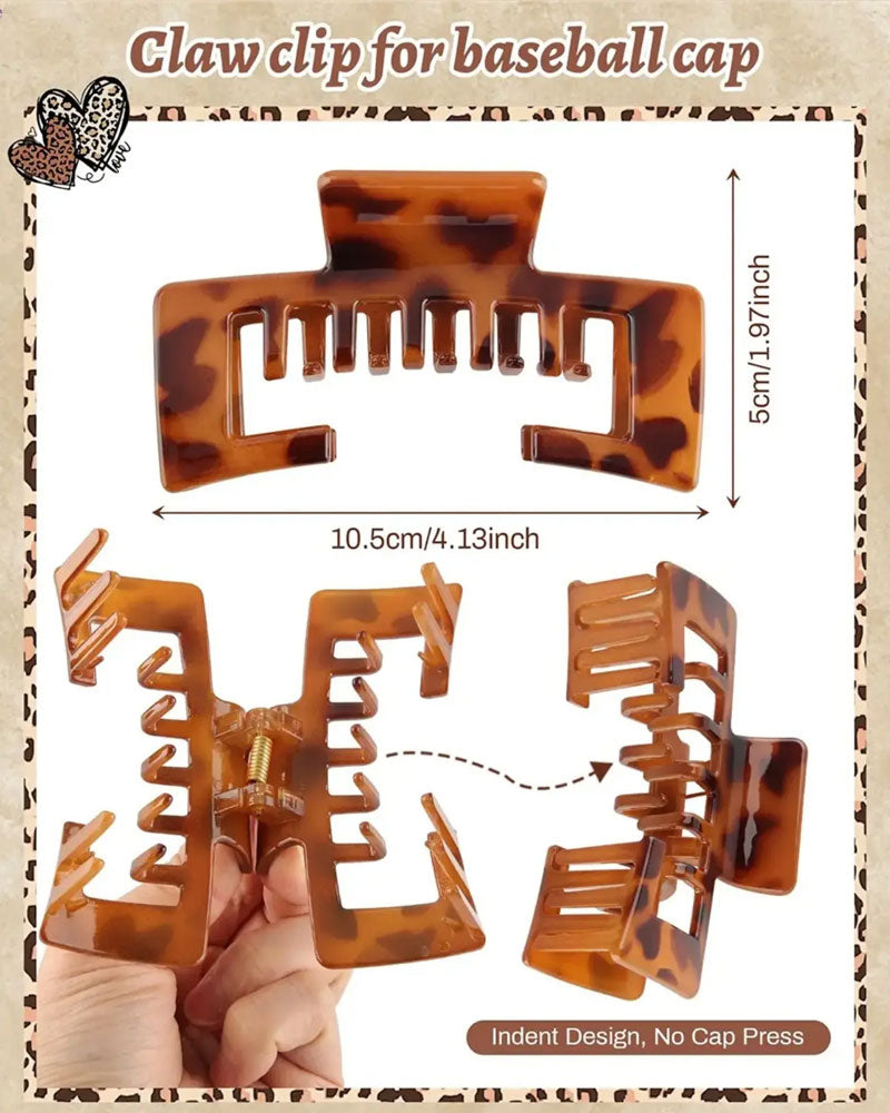 Women's Hat-Friendly Flat Leopard Print Claw Clips