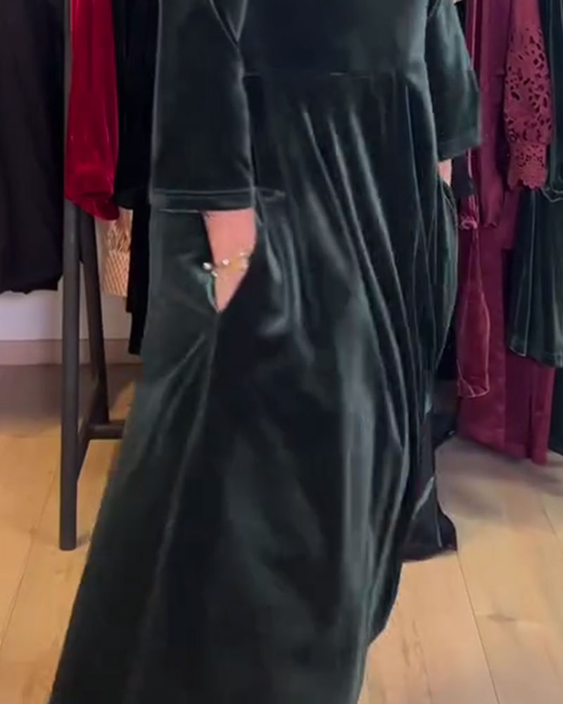 V-Neck Velvet Maxi Dress