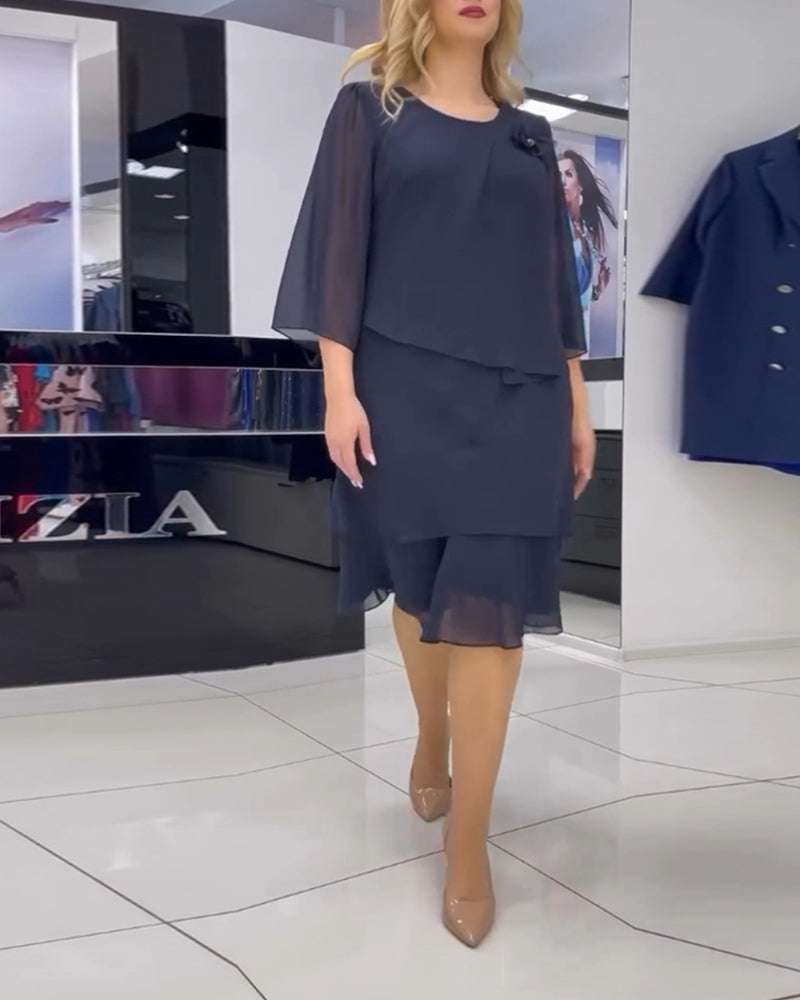 Elegant solid color irregular patchwork dress