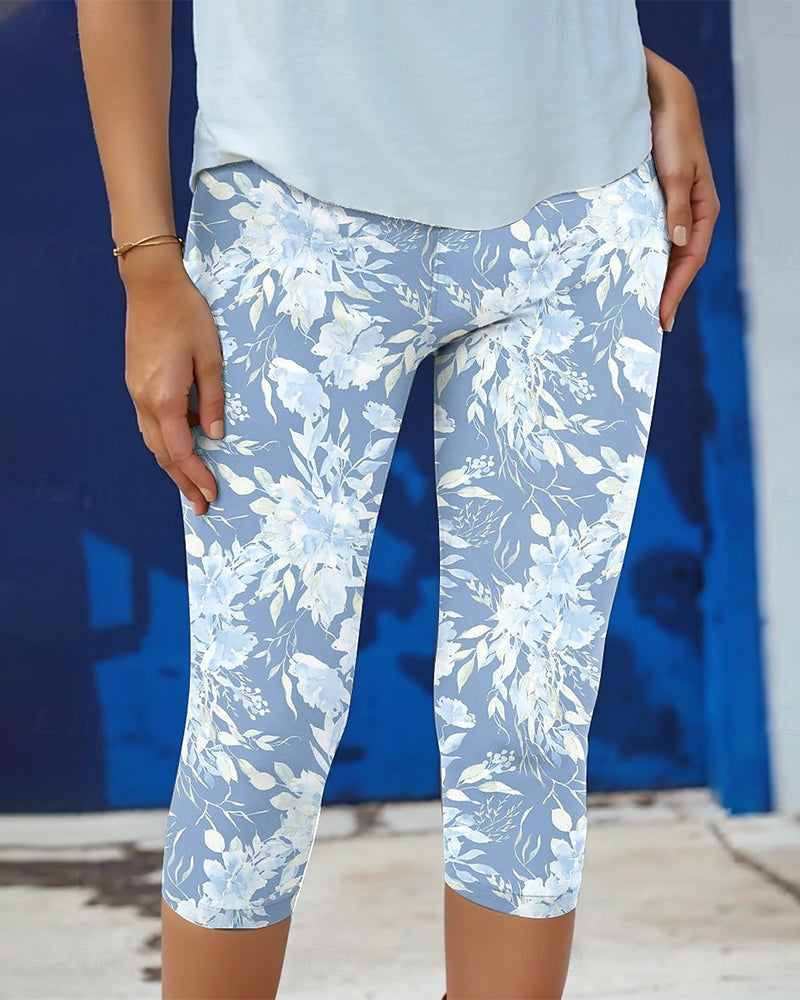 Stretch Casual Printed Cropped Pants