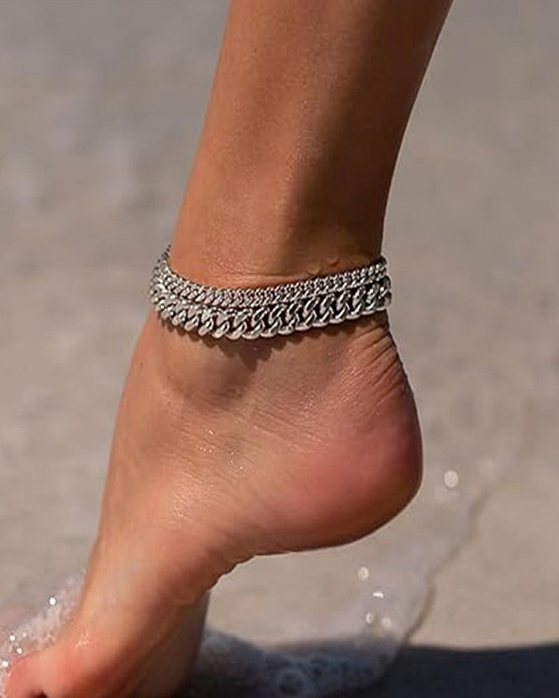 Double Layer Cuban Anklet