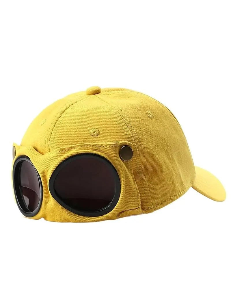 Detachable Goggle Pilot Baseball Cap Vintage Hat for Street Fashion & Daily Outfit