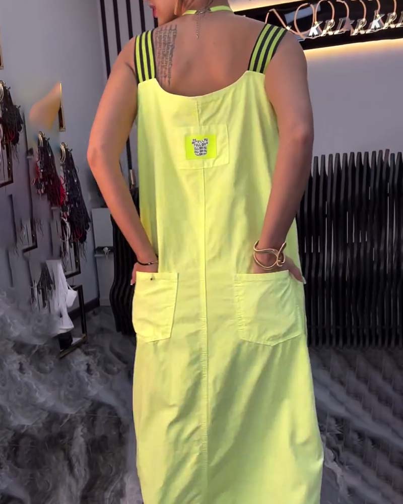Spliced Suspender Loose Dress
