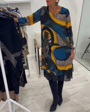 Round Neck Printed Elegant Dress