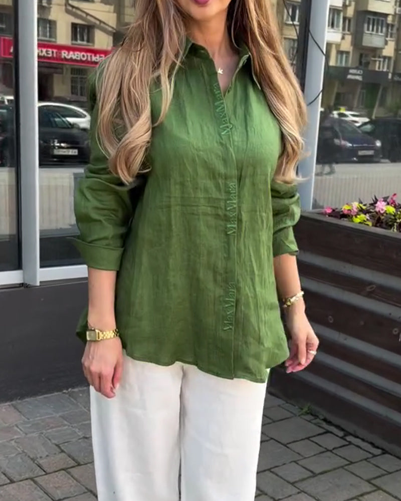 Lapel Long Sleeve Loose Shirt