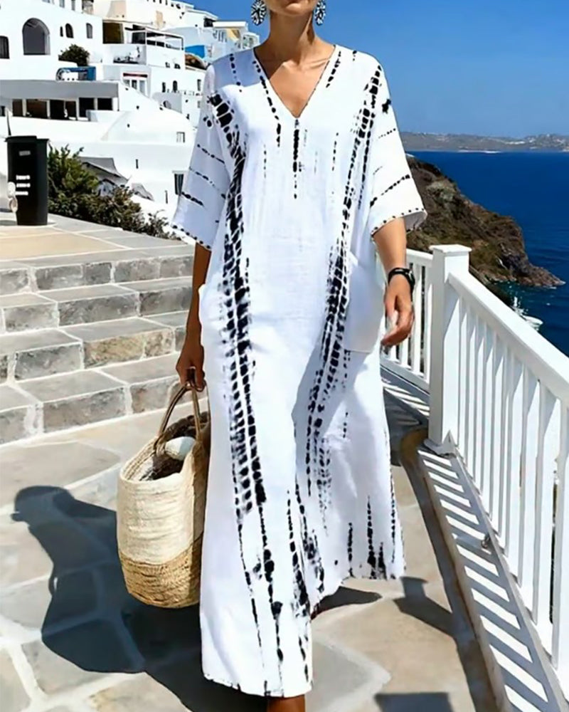 Bohemian Flowy V-Neck Dress