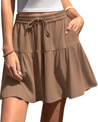 Ruffle Patchwork Tie Shorts
