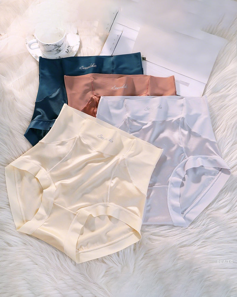 Women's High Waist Ice Silk Satin Seamless Sexy Hip Lift Tummy Control Panties