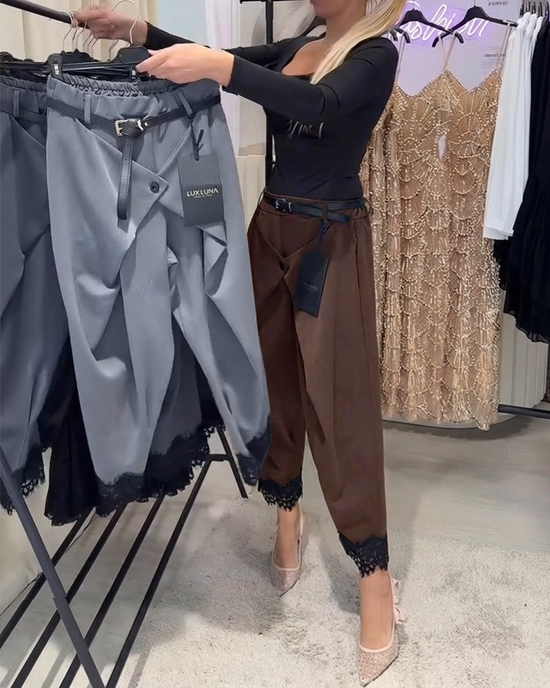 Fashionable Lace Stitching Harem Pants