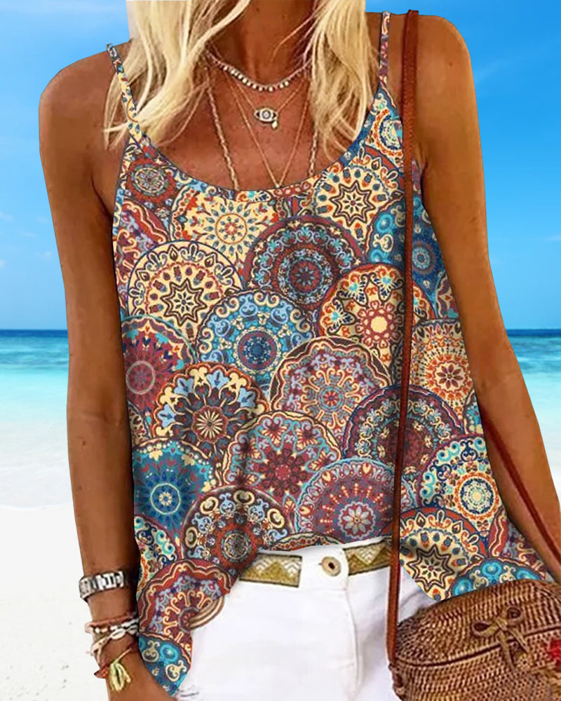 Circle Print Casual Cami Top