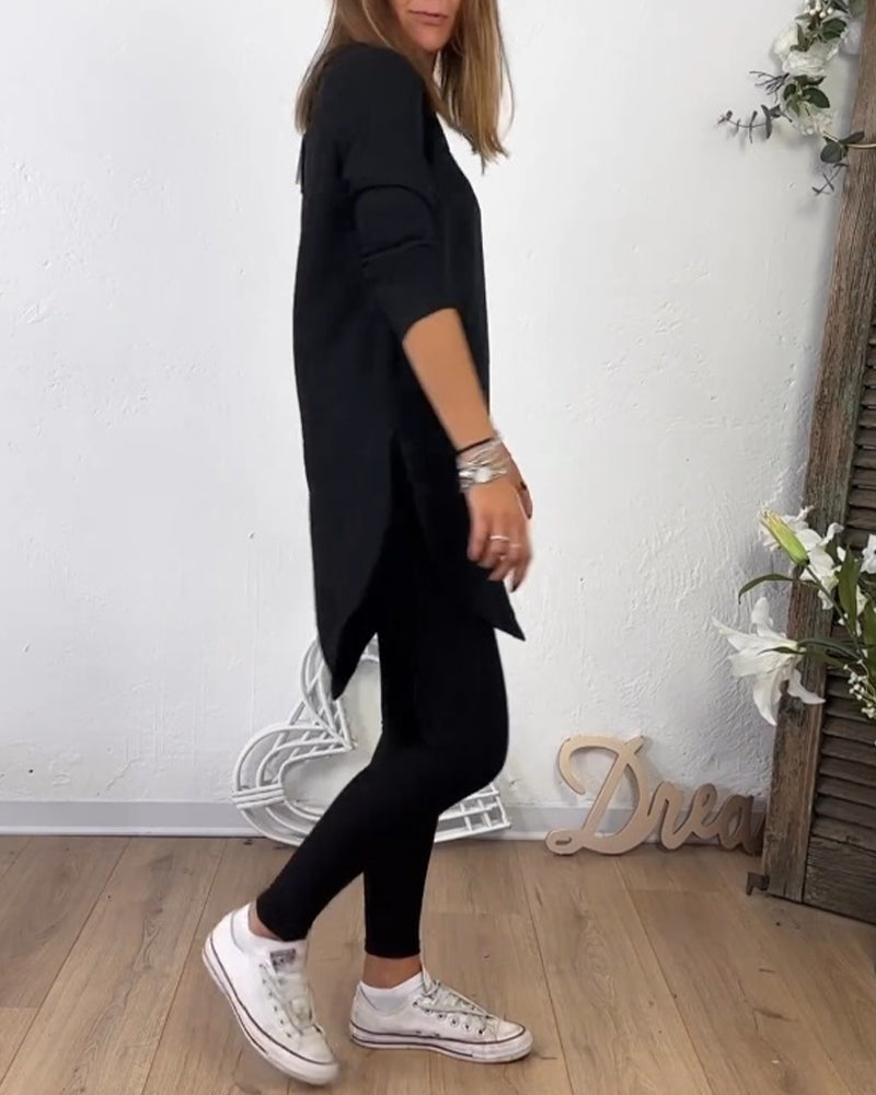 Mid-Length Crew Neck Top