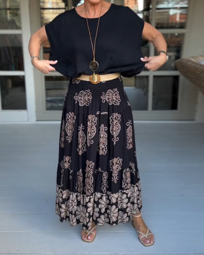 Round neck solid color loose T-shirt