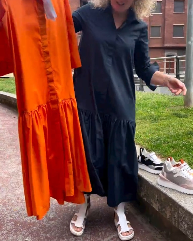 Solid color casual long sleeve dress