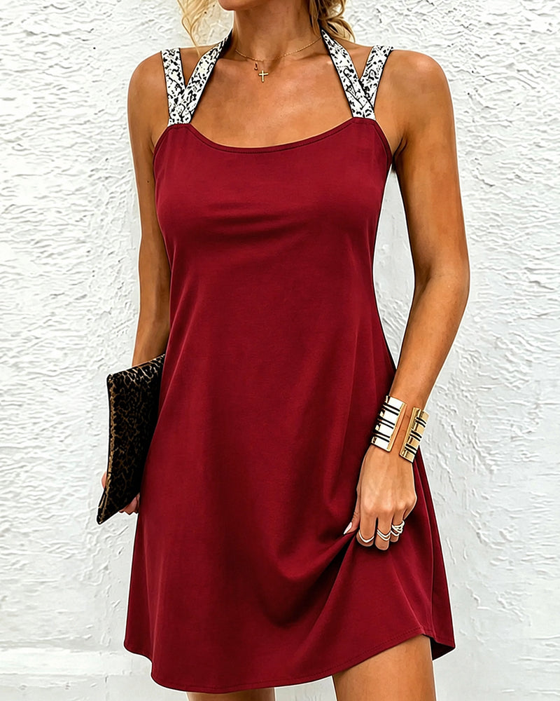 Strappy Shimmer Cross Over Solid Dress