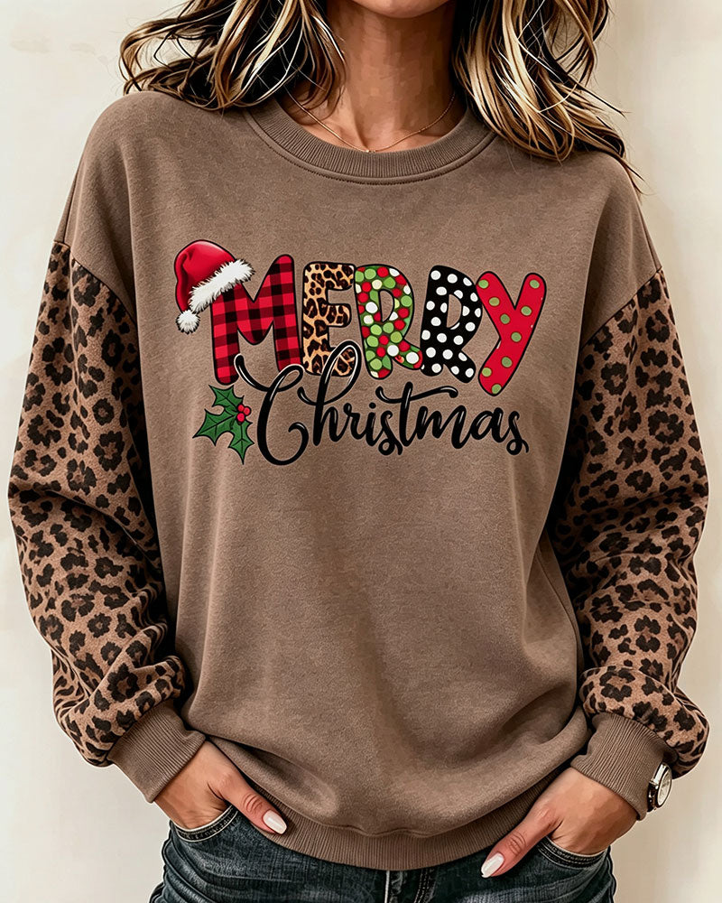 Crew Neck Leopard Print Sweatshirt
