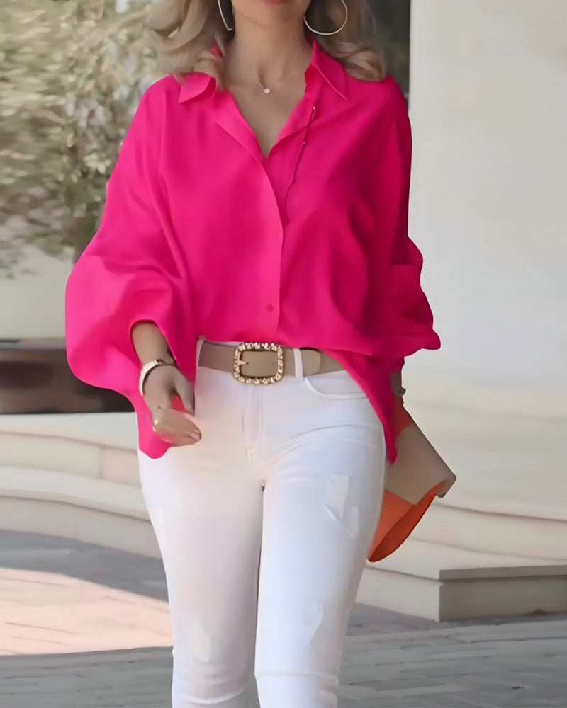 Puff Sleeve Elegant Collared Shirt