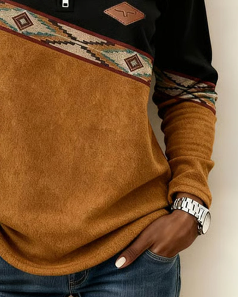 Retro Half-Zip Collar Sweatshirt