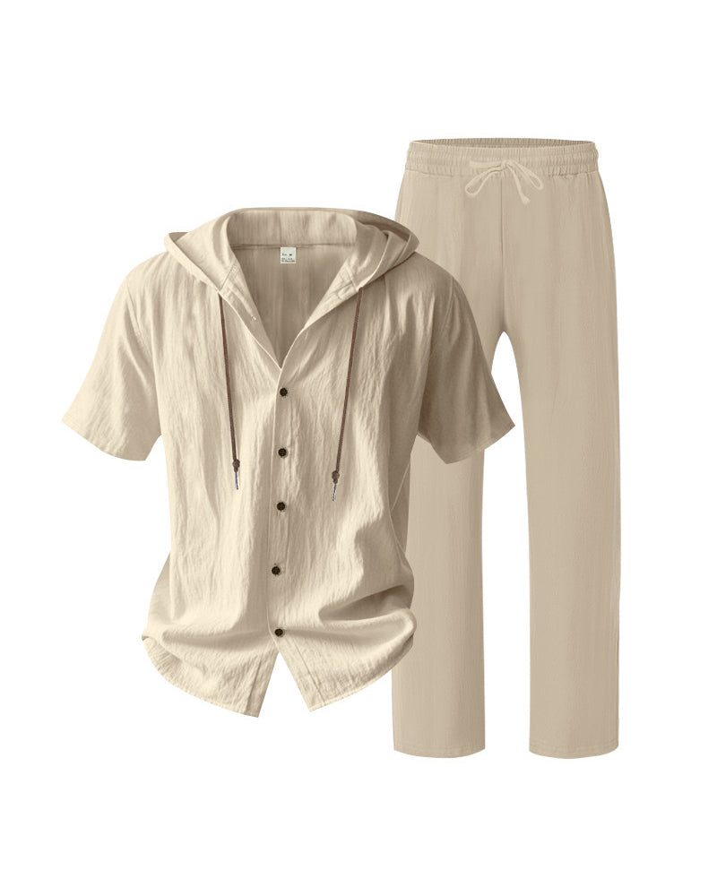 Men's Lightweight Hooded Two-Piece Set For Summer Casual Wear