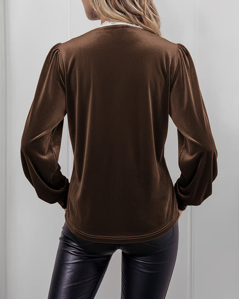 Lace Paneled V-Neck Top