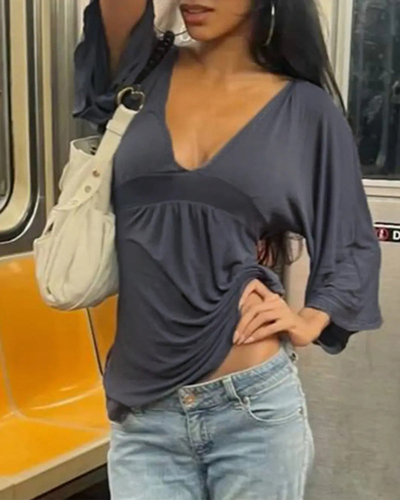 Sexy Deep V Short-Sleeved Top