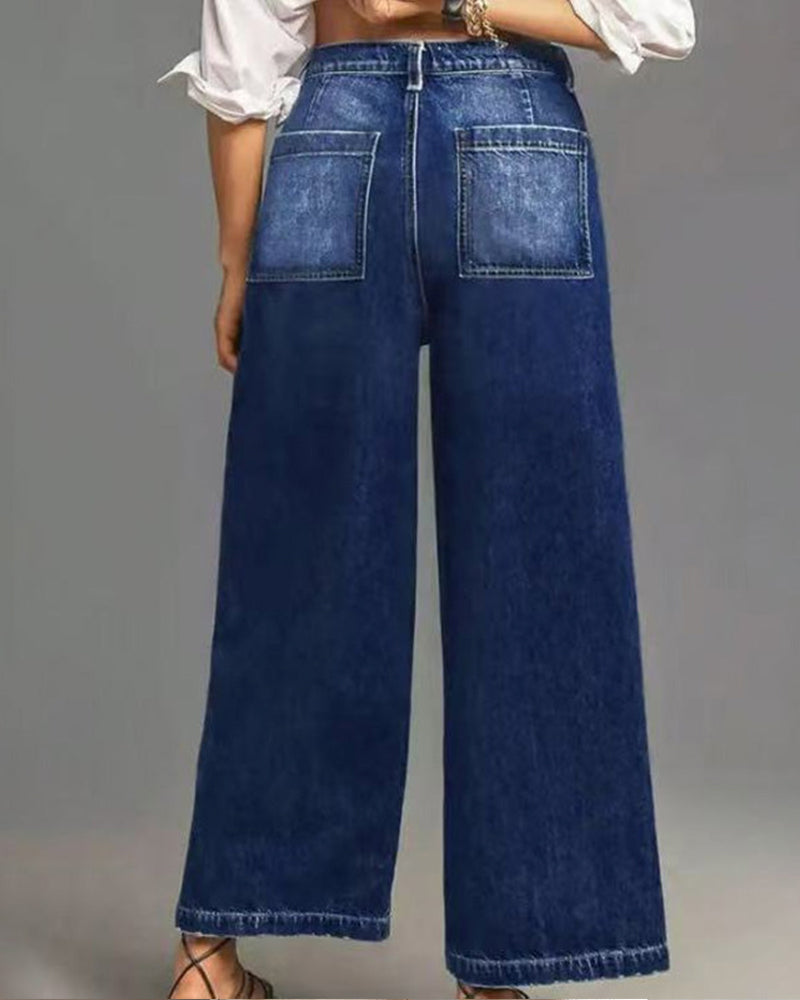 Women's Casual High-Rise Wide-Leg Pant