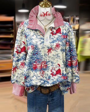 Christmas Print Fashion Long Sleeve Shirt