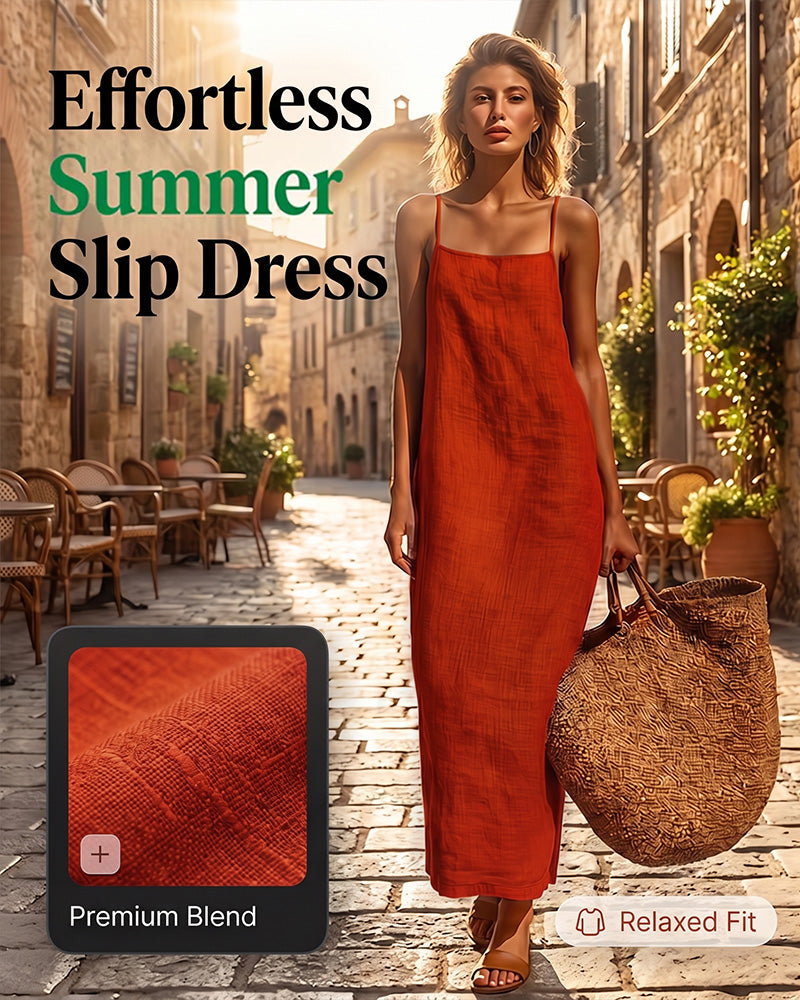 Solid Color Spaghetti Strap Maxi Dress