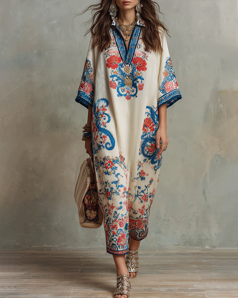 Bohemian Lapel Casual Dress