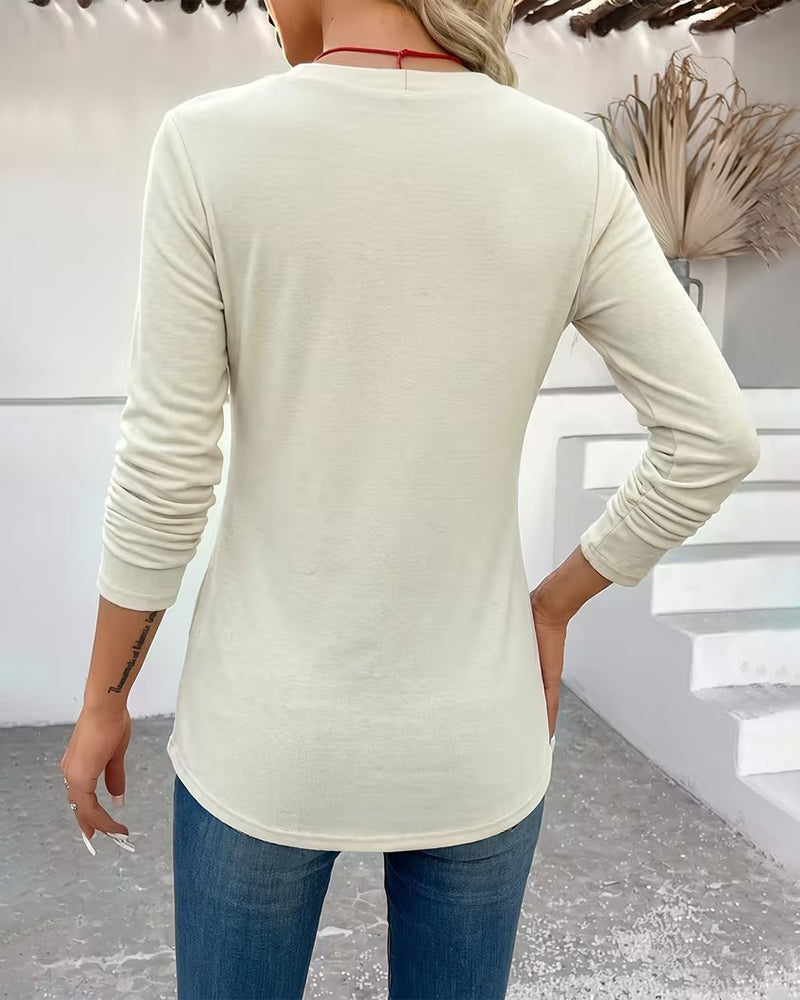 Mock Two-Piece Long Sleeve Striped Top