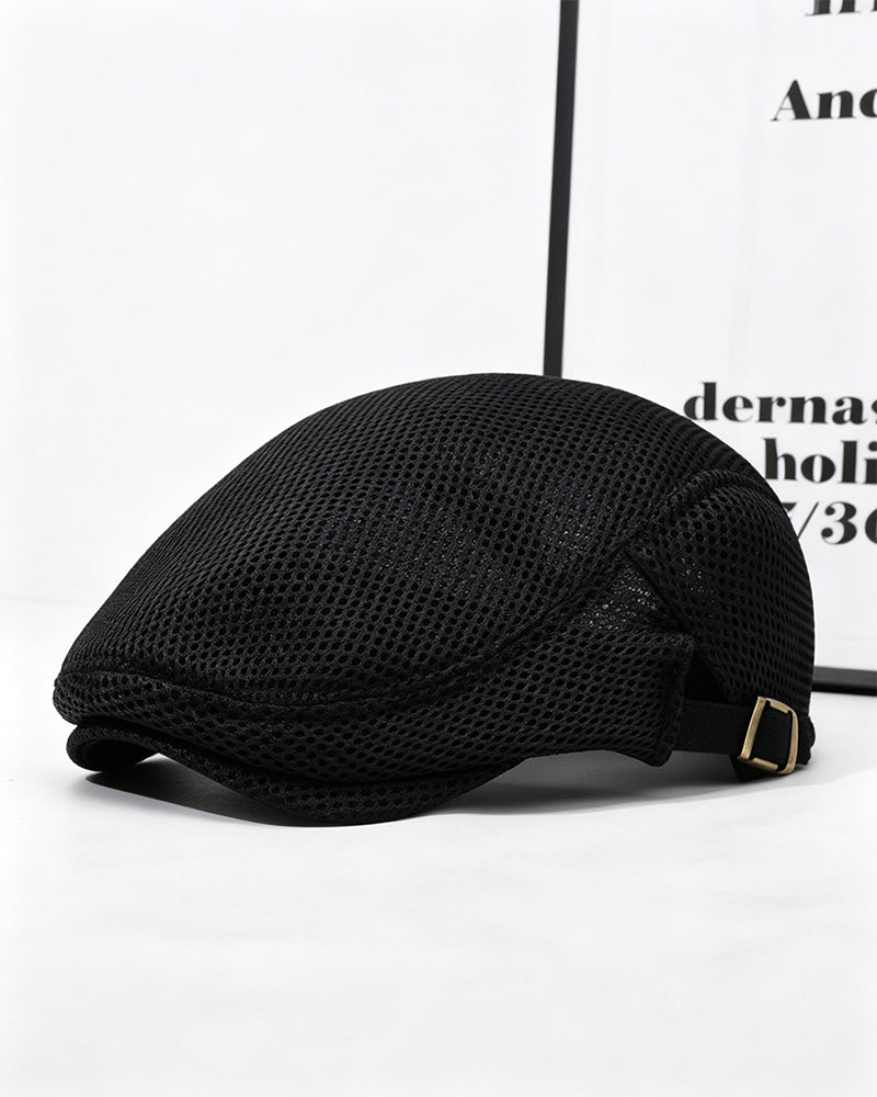 Men's Breathable Mesh Flat Cap - Adjustable Newsboy Ivy Beret Summer Hat