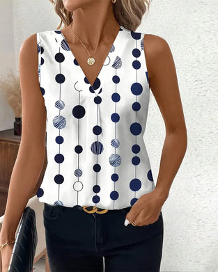 Casual Polka Dot Print Sleeveless T-Shirt
