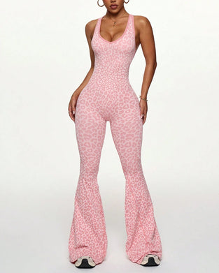 Leopard Print One-Piece Yoga Shapewear