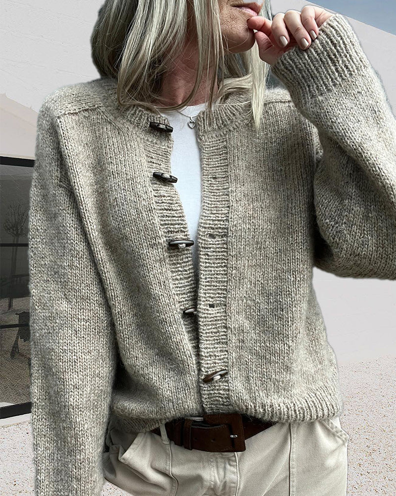 Single breasted solid color casual cardigan