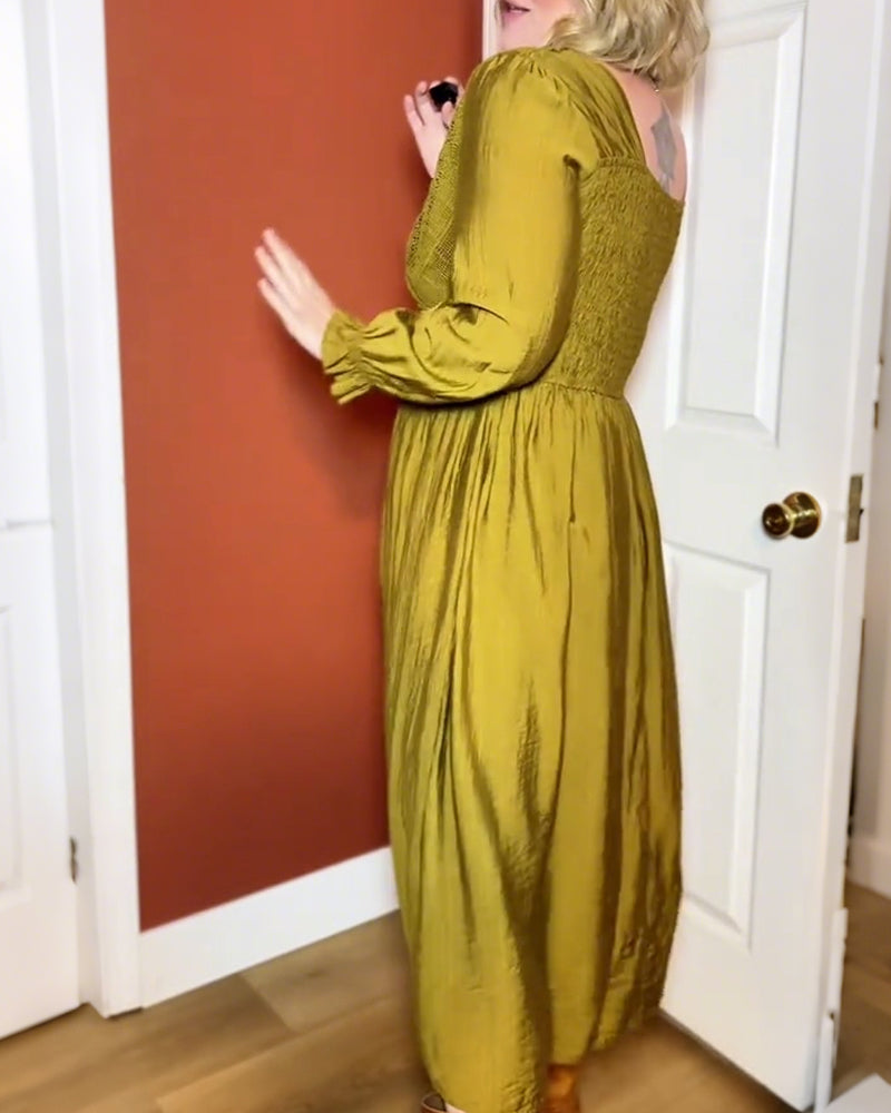 Elegant V-Neck Lace Ruched Dress