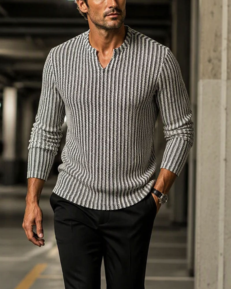 Striped Three-Quarter Sleeve Men's Top