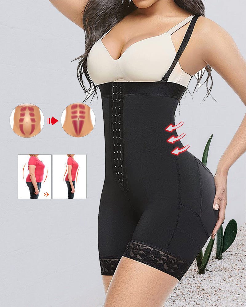 Detachable breasted tummy control butt lifting jumpsuit